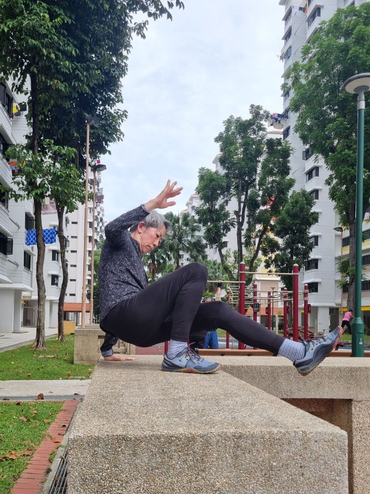 Senior Parkour: Crawling, Dashing And Leaping To New Heights Of Agility Fitness - Practising on the Park Bench