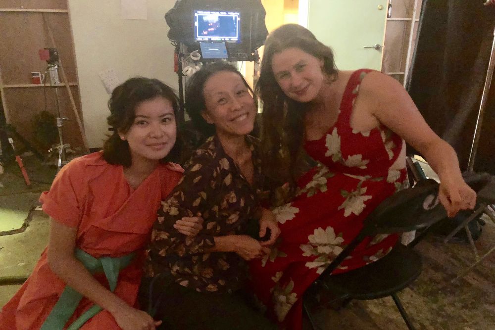 Later Life Online Dating - My Dids and Don'ts - Kheng with the cast of Chimerica - Katie Leung, Kheng and Lucy Kirkwood (L to R).