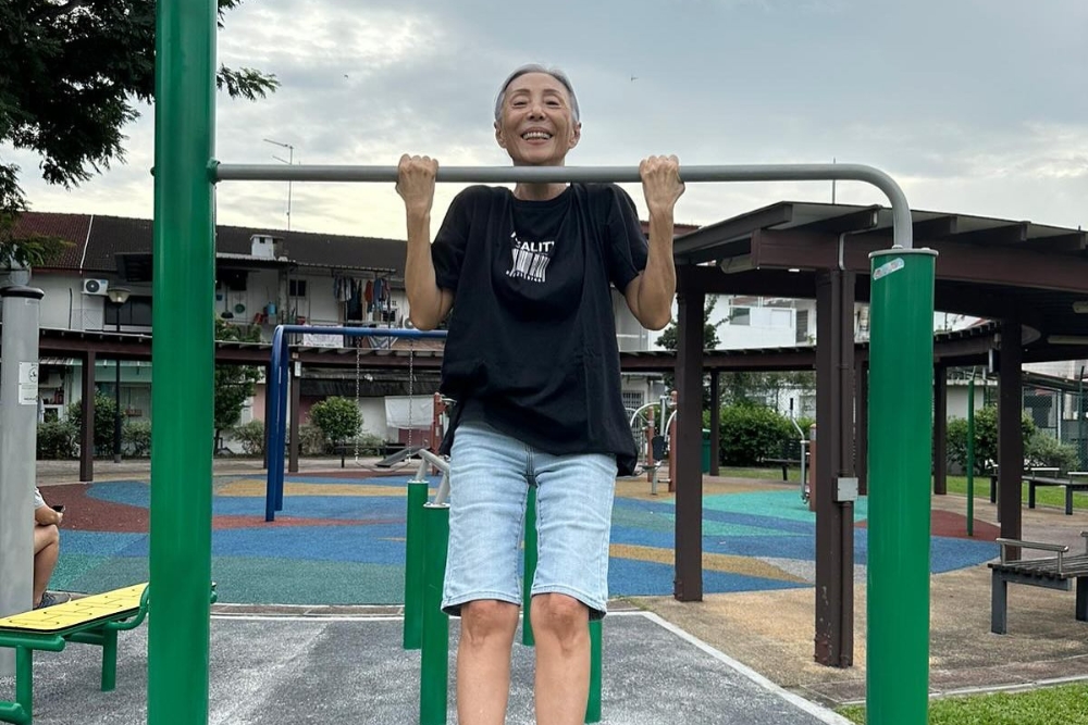 Not Too Old For TikTok: Silver Influencers Conquering Social Media - Ong Bee Yan - chin-up exercise