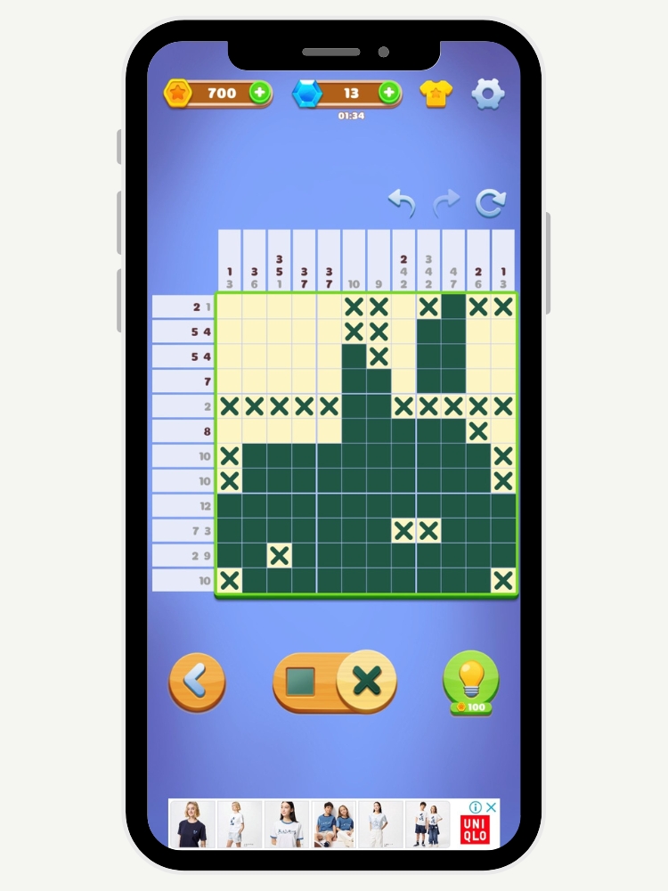 Best Mobile Games To Keep Your Brain Sharp & Fingers Nimble - Nonogram-Jigsaw Puzzle Game Grid