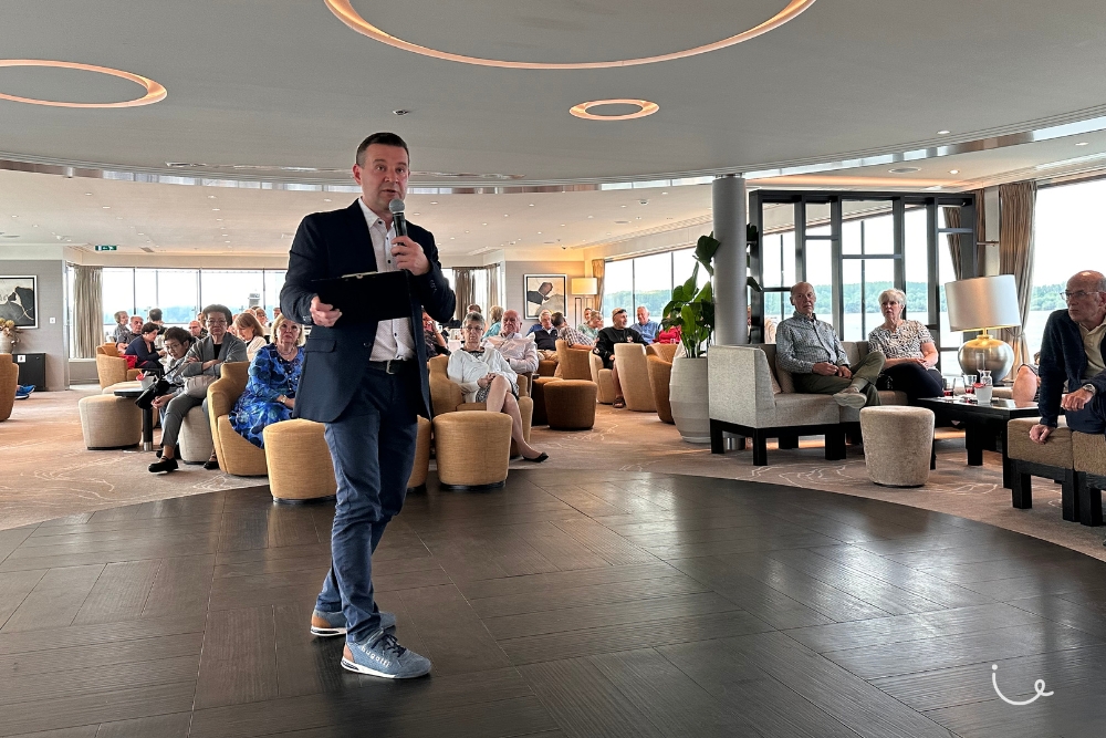 Cruising Down the Danube: Exploring Eastern Europe Through A River Cruise - The charismatic cruise director Tibor at the evening briefing.