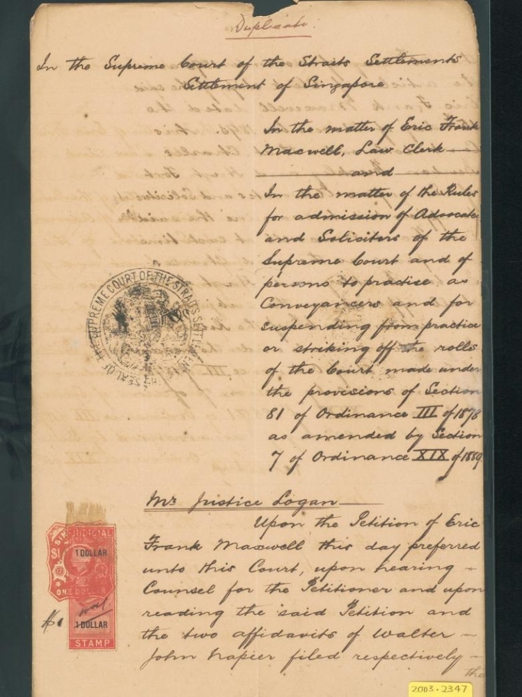 The Citizen Archivist: How Transcribing For The National Archives Helped A Woman During Her Battle With Cancer - Root SG - Document from the collection of Straits Settlements legal records